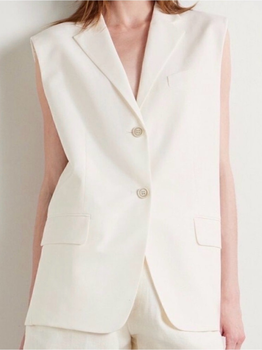 Theory Sleeveless Blazer Vest in Off-White
